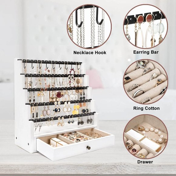 New Earring Organizer, 5 Layer Earring Holder Organizer with Metal Neckl… - Picture 2 of 8